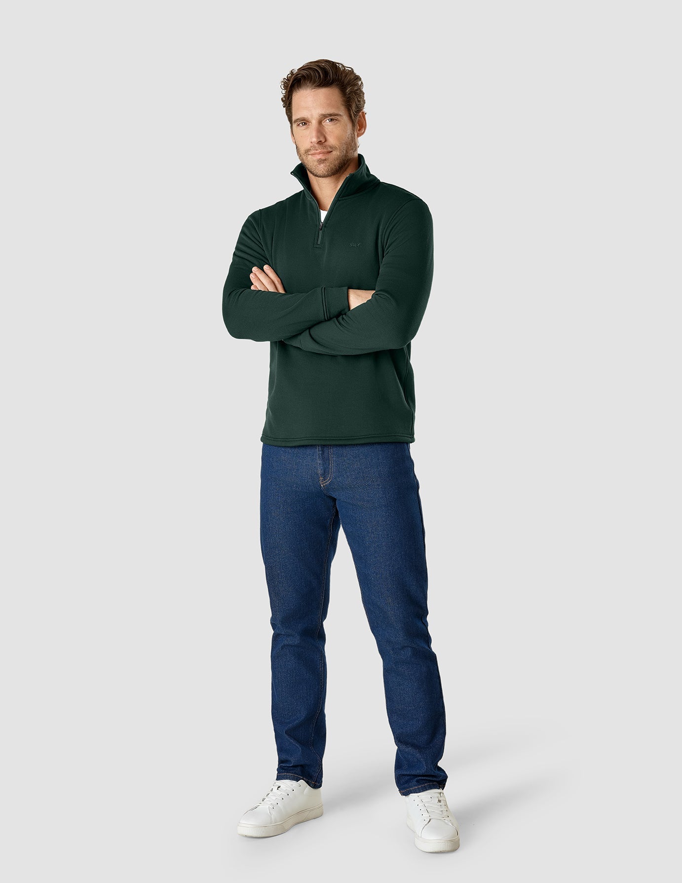 Tech Wool Half Zip Forest Green